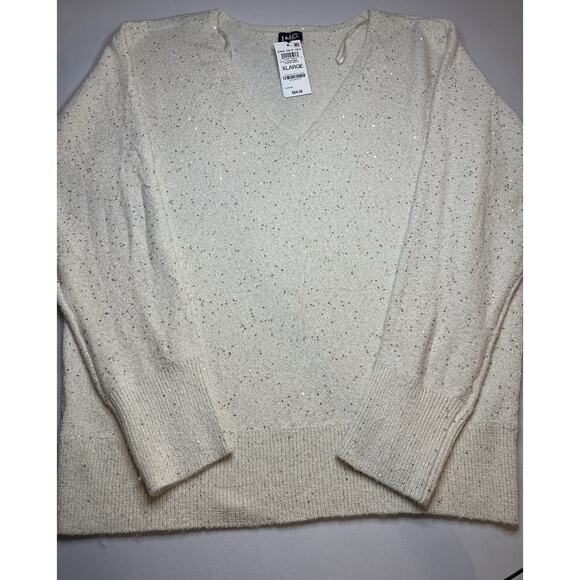 Inc International Concepts Women's Sequin Shine Sweater V-Neck Size XL NWT NEW - Picture 1 of 8